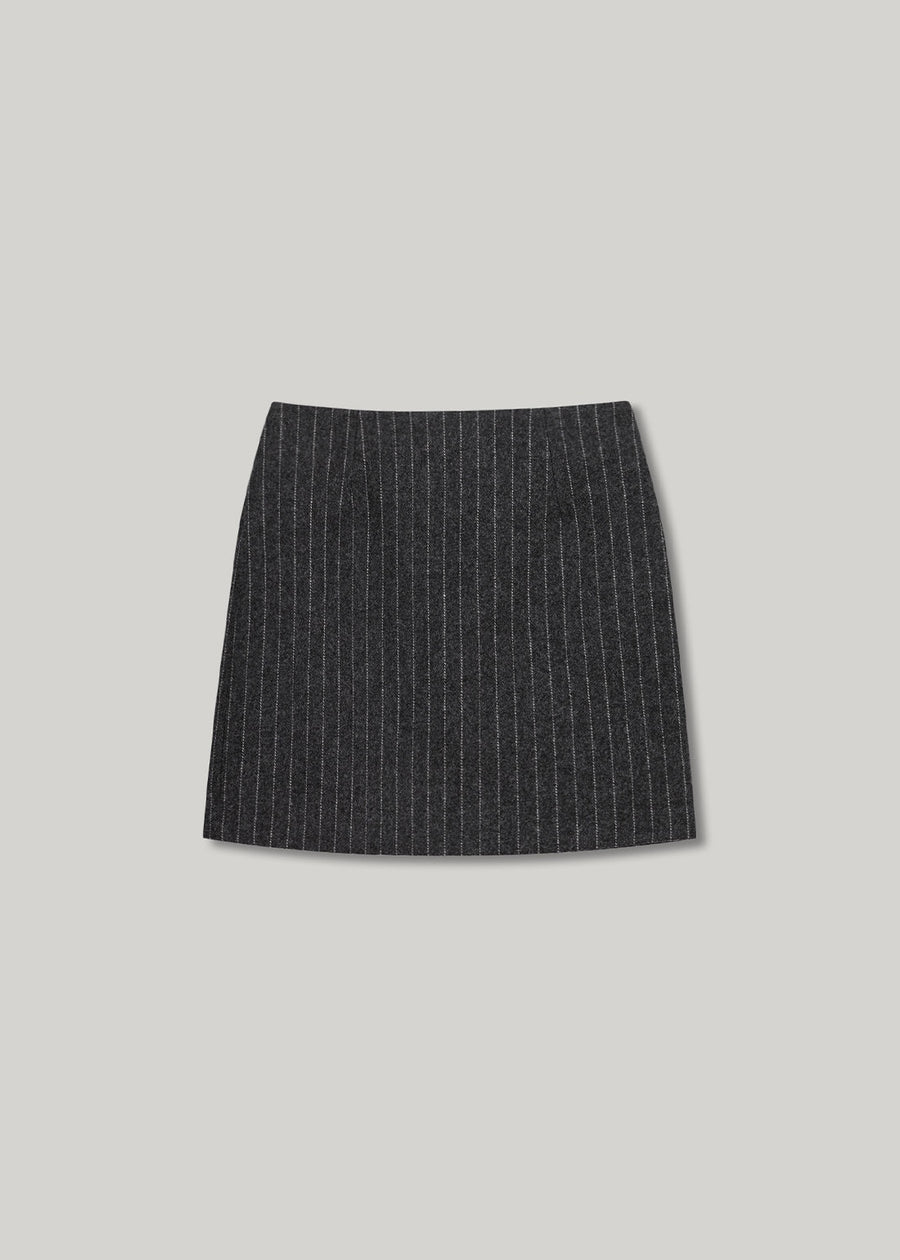 ELBORN | Itzel Wool Mini Skirt (Charcoal Stripe)