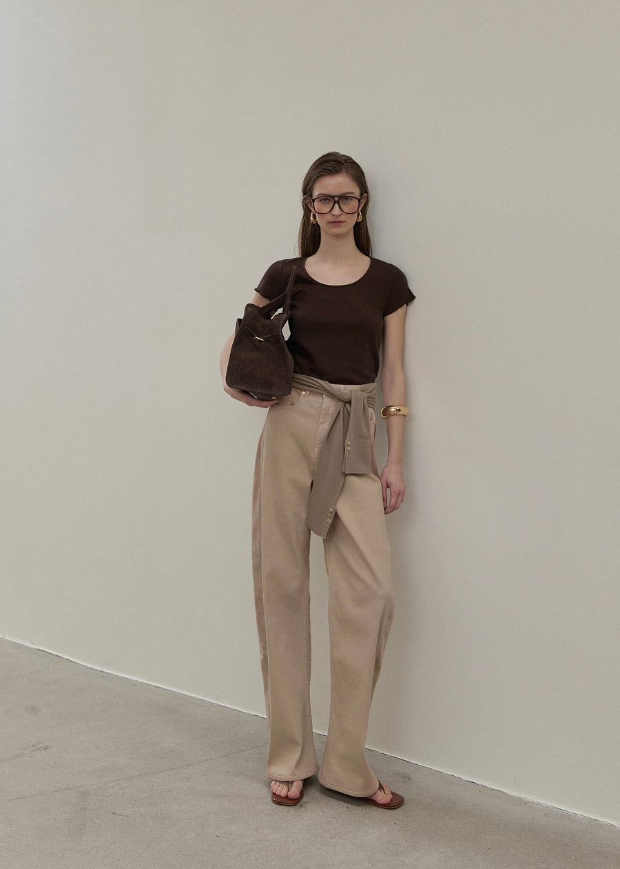 Elborn | Thor Side Denim Pants (Beige)