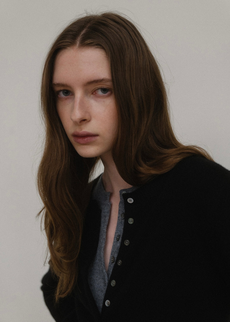 [2ND] ELBORN | Harvey Cashmere Silk Cardigan (Black)