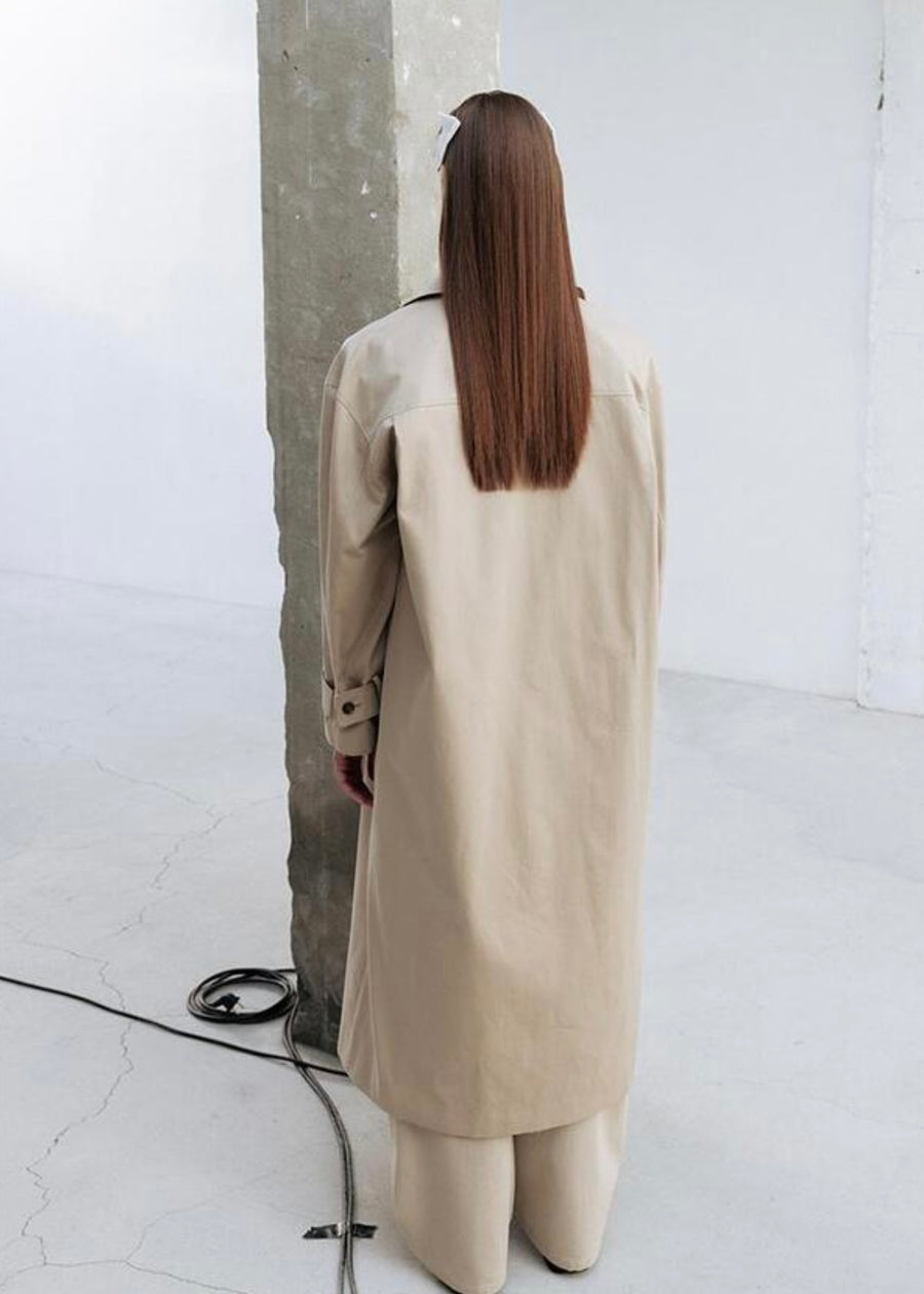 LEHA | Maisie Oversized Scarf Detail  Trench Coat (Beige)
