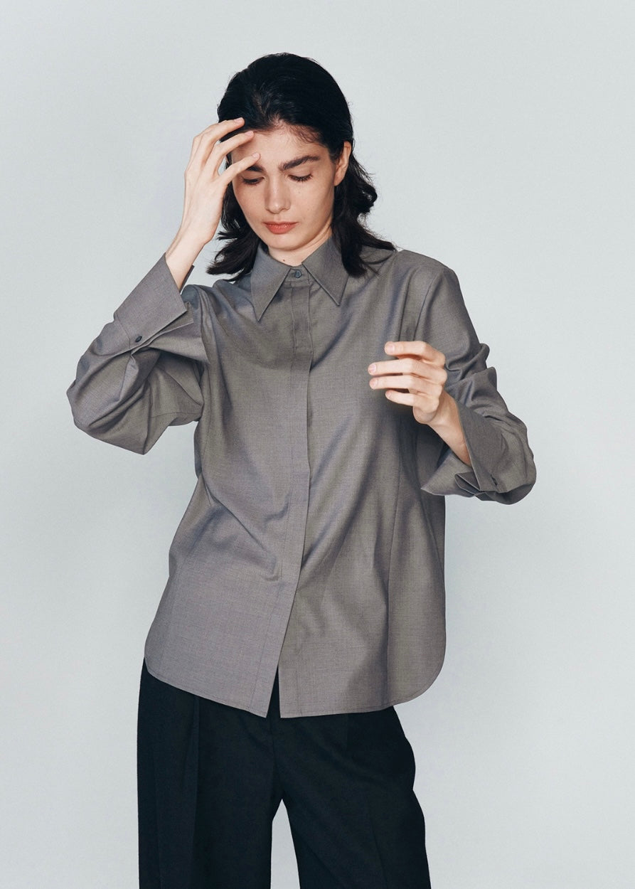 LEMOT |  Gray Silky Shirt