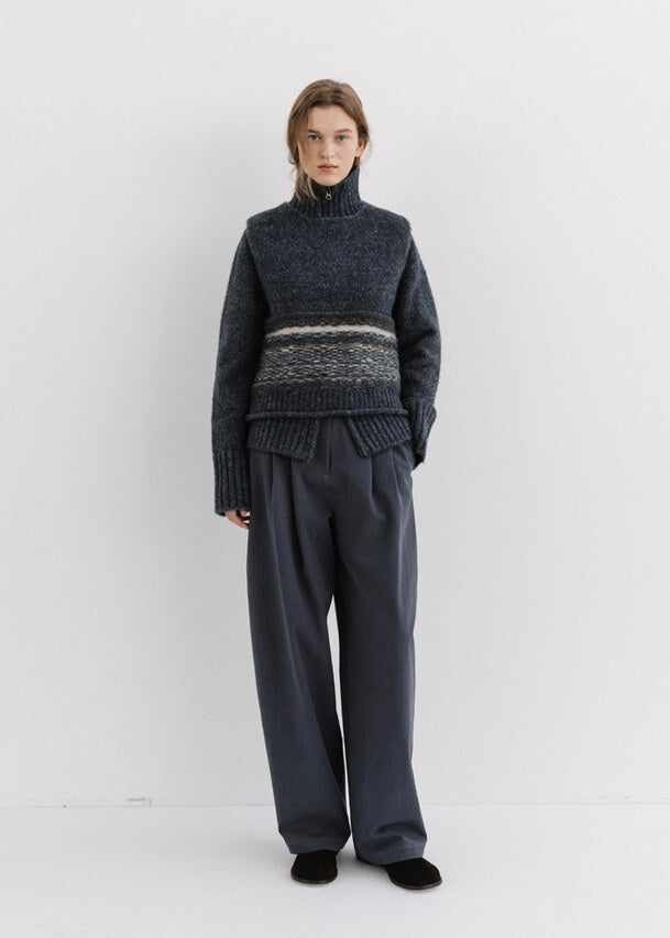 MOIA | Turtleneck Zip-Up Knit (Charcoal) Expected ship to 12/12/2025