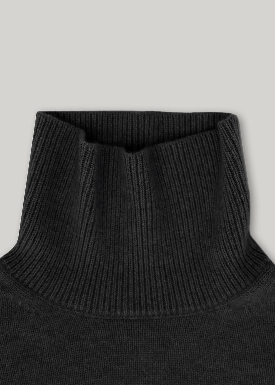 ELBORN | Becky Cashmere 100% High-neck Sweater (Charcoal)