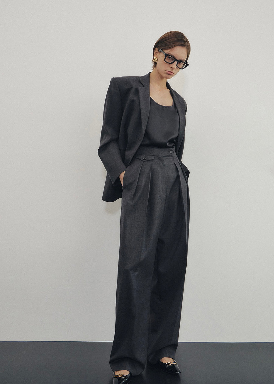 ELBORN | Nao Pleats Wool Slacks (Charcoal)