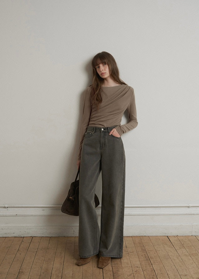[3rd] ELBORN | Apollo Wide Denim Pants (Grey)