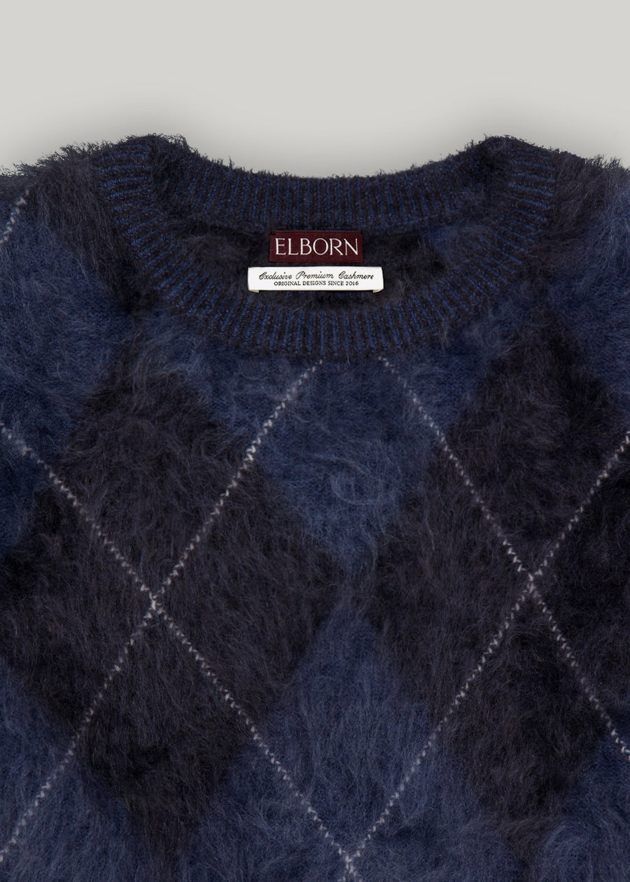 ELBORN | Argyle Cashmere Sweater (Navy) Expected ship to 10/31/2025