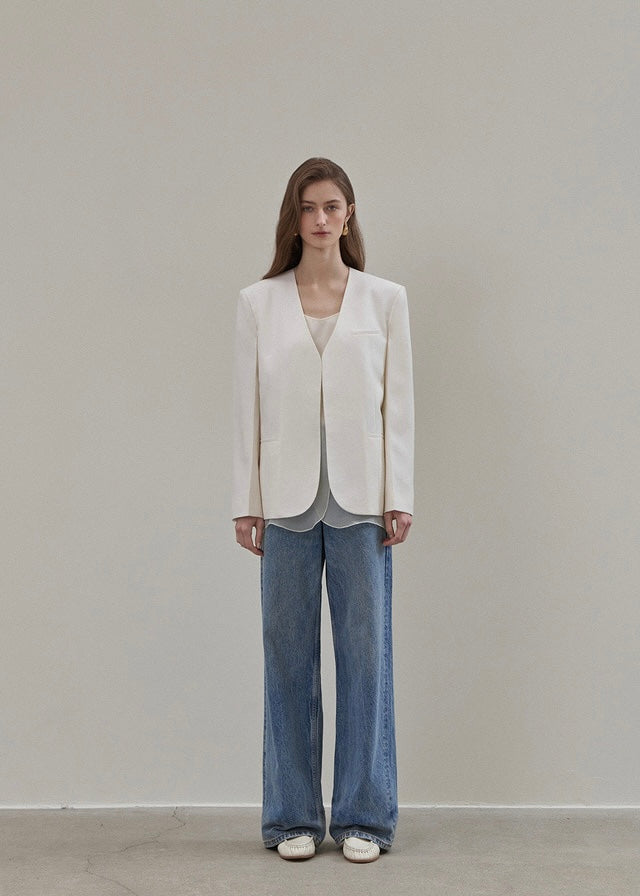 ELBORN | Brace Layered Wool Jacket (Ivory)