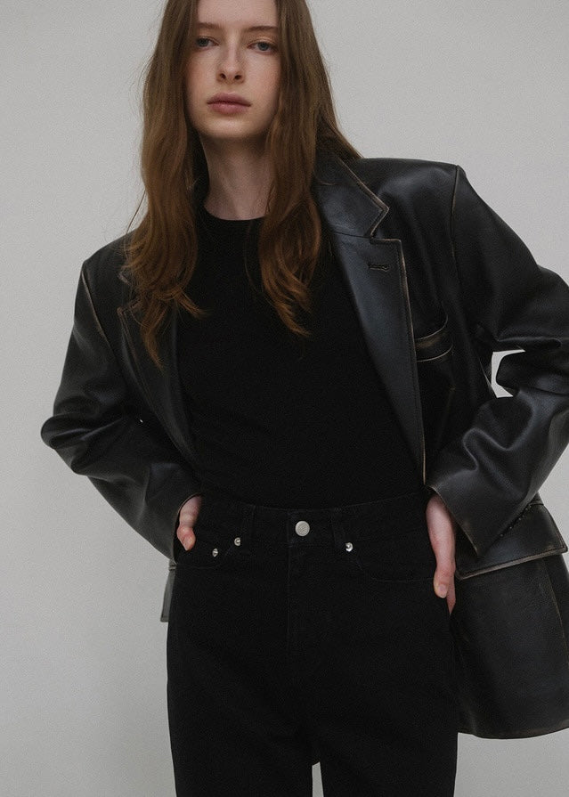 [2ND] ELBORN | [LIMITED] Carmen Leather Jacket (Black) Expected to ship 9/13/2024