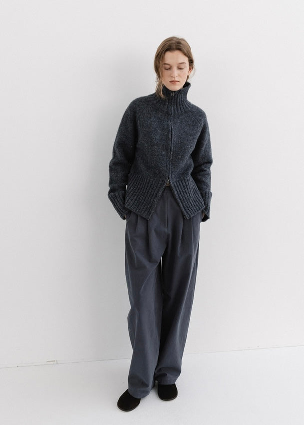 MOIA | Turtleneck Zip-Up Knit (Charcoal) Expected ship to 12/12/2025