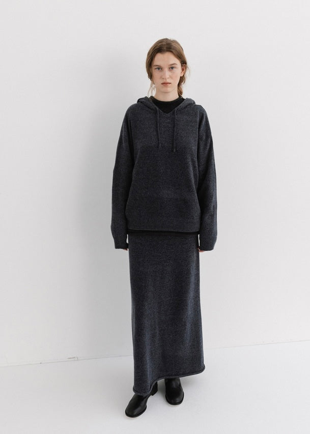 MOIA | Velvet Knit Hoodie (Slate Blue) Expected ship to 12/12/2025