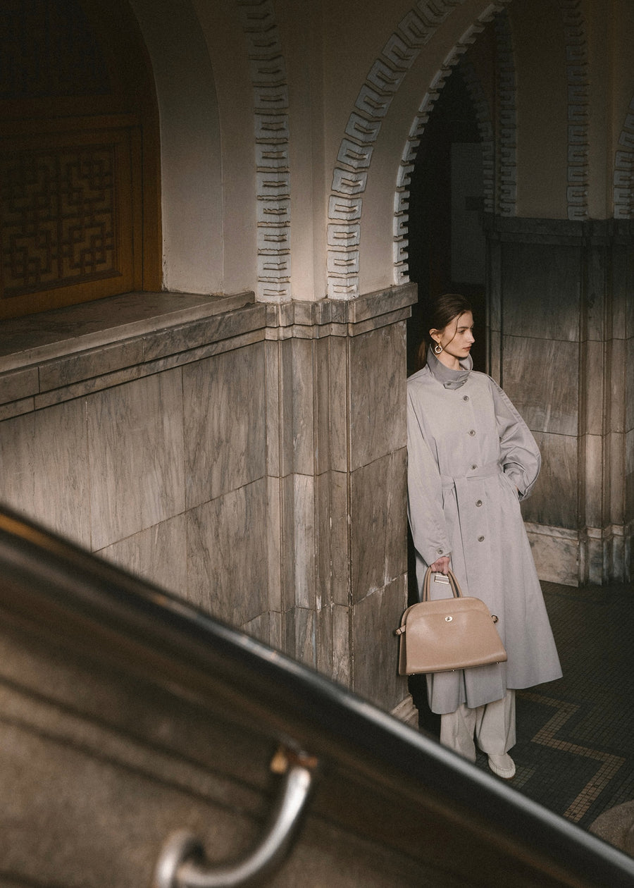 ELBORN | Martha Belted Trench Long Coat (Grey)