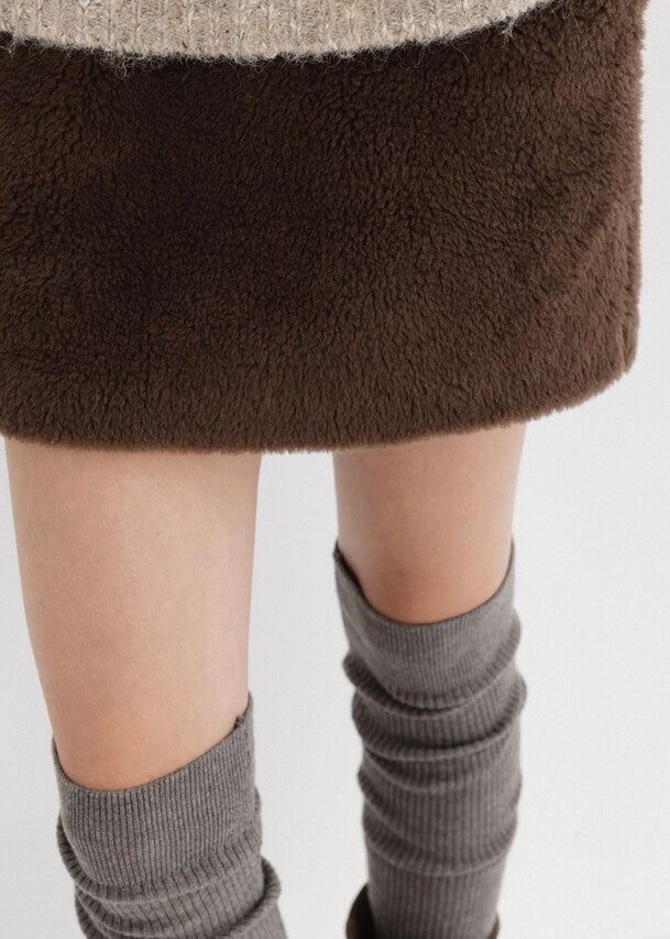 MOIA | Fur Skirt (Brown) Expected ship to 12/12/2025