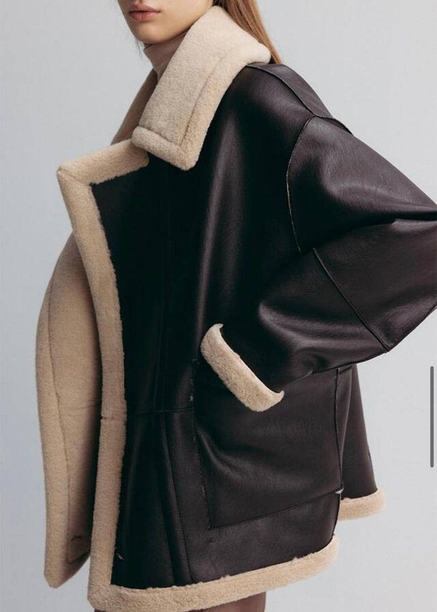 [PRE-ORDER] LEHA | Rosewood Reversible Shearling Jacket (Brown)