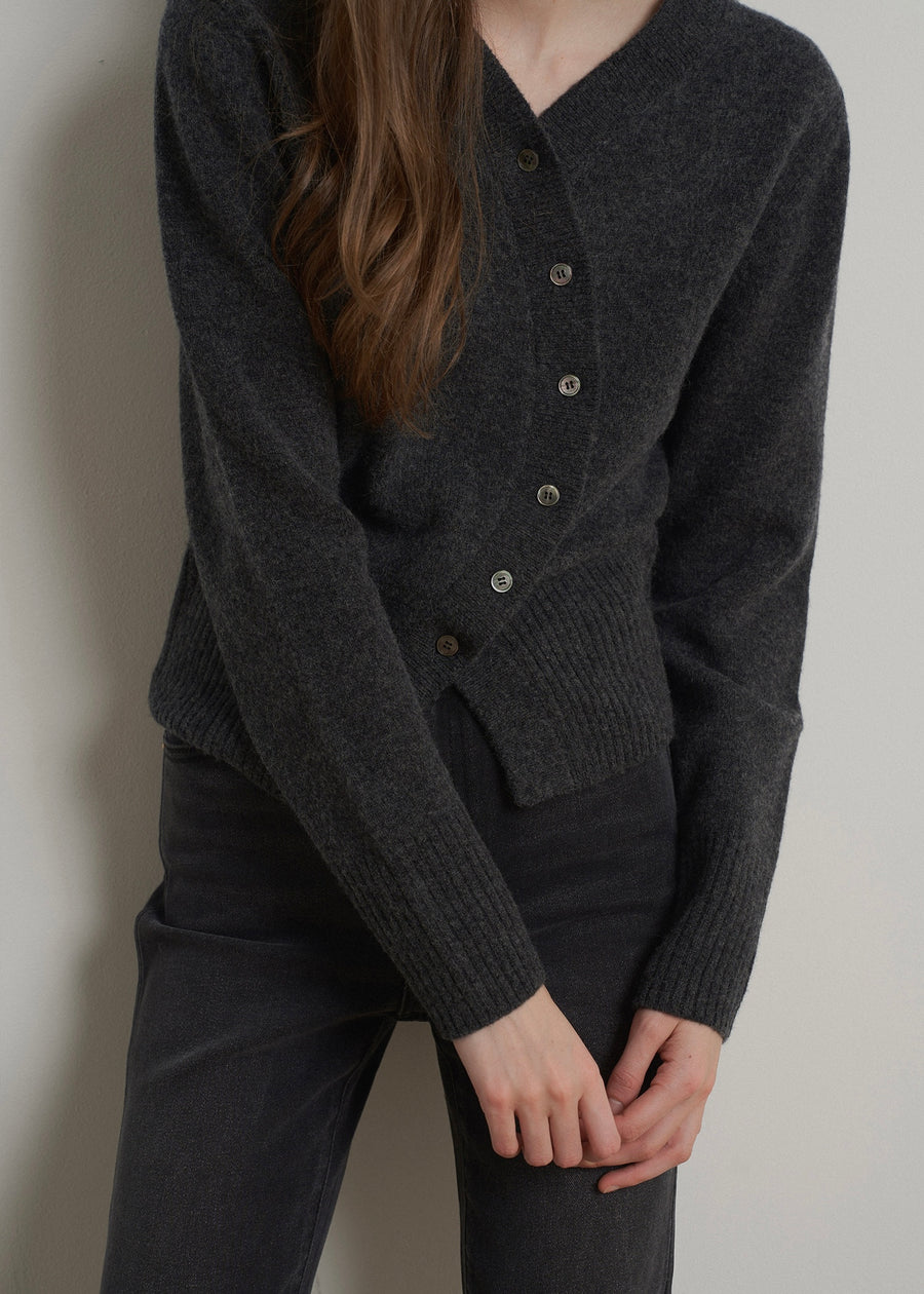 ELBORN | Mia Unbalanced Cardigan (Charcoal)