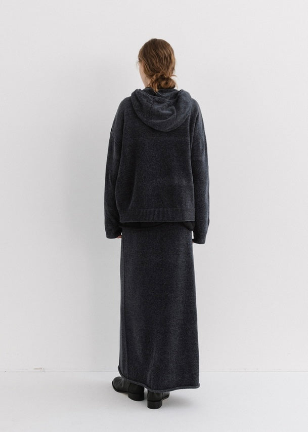 MOIA | Velvet Knit Hoodie (Slate Blue) Expected ship to 12/12/2025