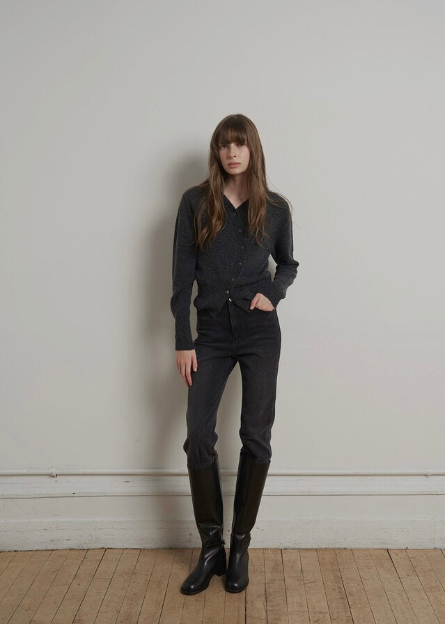 ELBORN | Mia Unbalanced Cardigan (Charcoal)