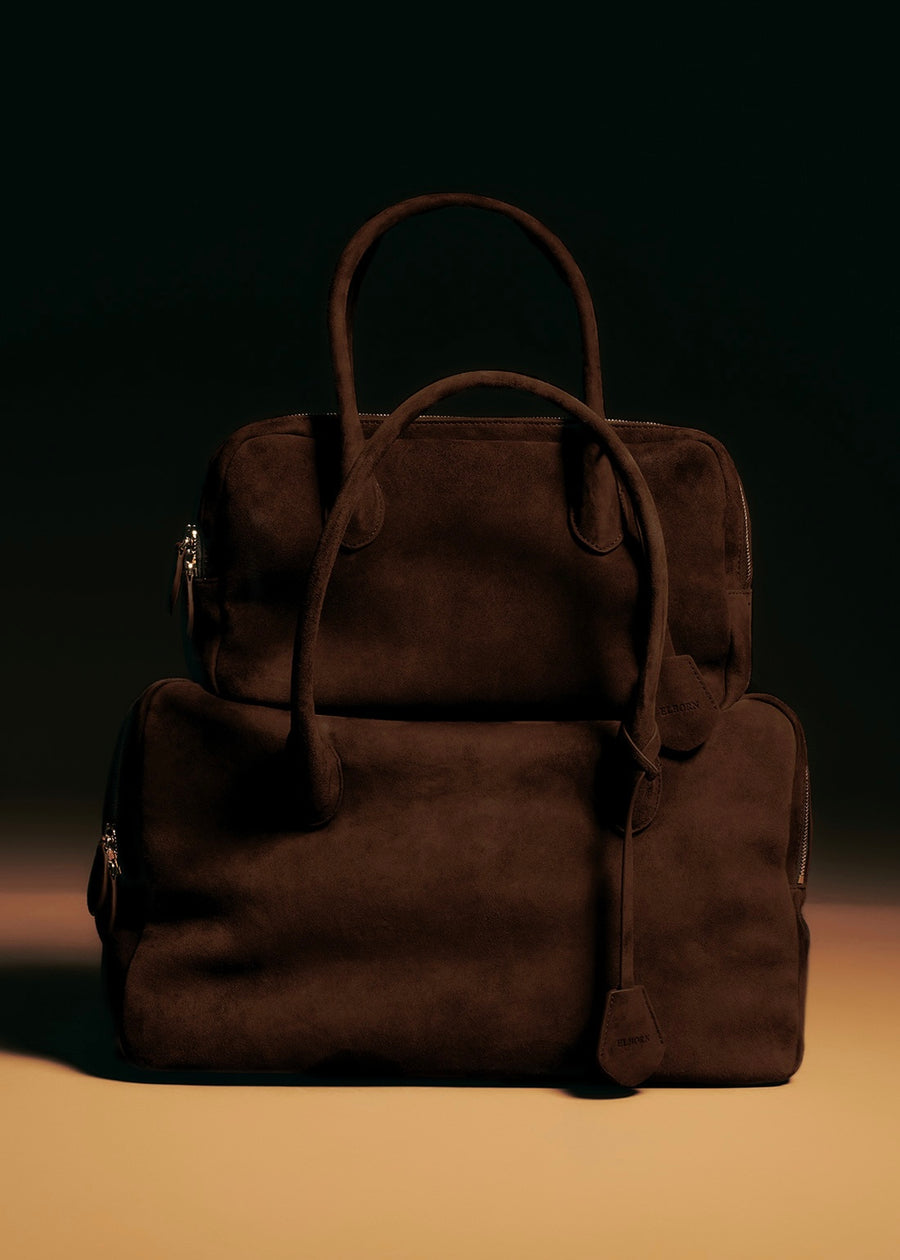 5% OFF-ELBORN | Bonner Square Suede Bag (Brown)