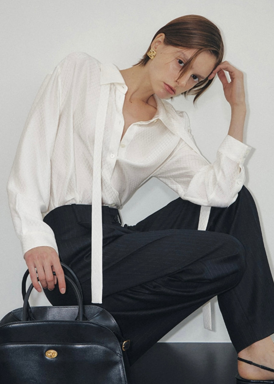 ELBORN | Cherie Silk Tie Shirt (Cream)