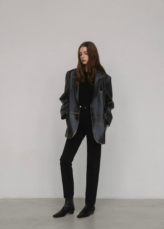 [2ND] ELBORN | [LIMITED] Carmen Leather Jacket (Black) Expected to ship 9/13/2024