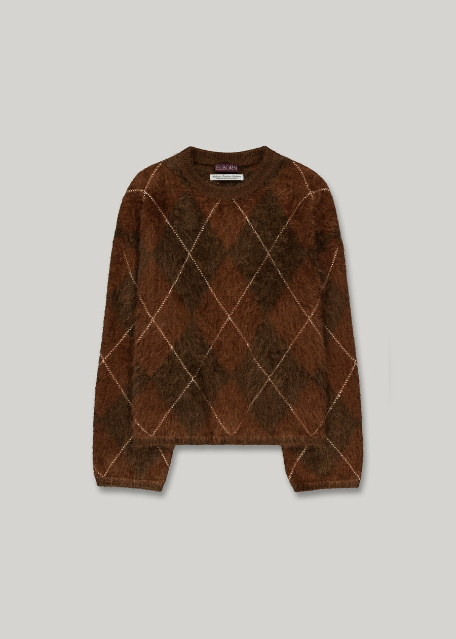 ELBORN | Argyle Cashmere Sweater (Brown) Expected ship to 10/31/2025