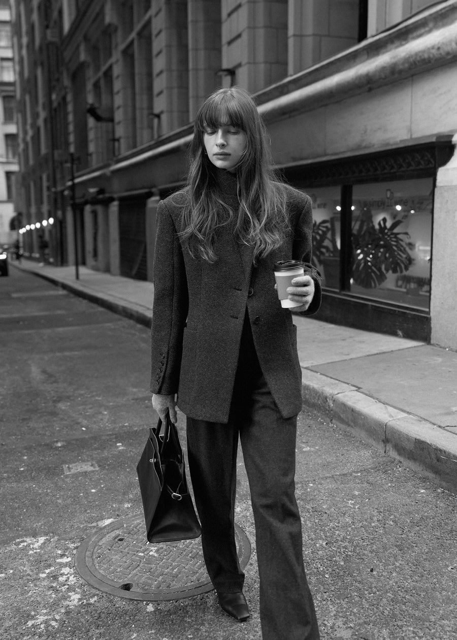 ELBORN | Allison Wool Half Coat (Charcoal)