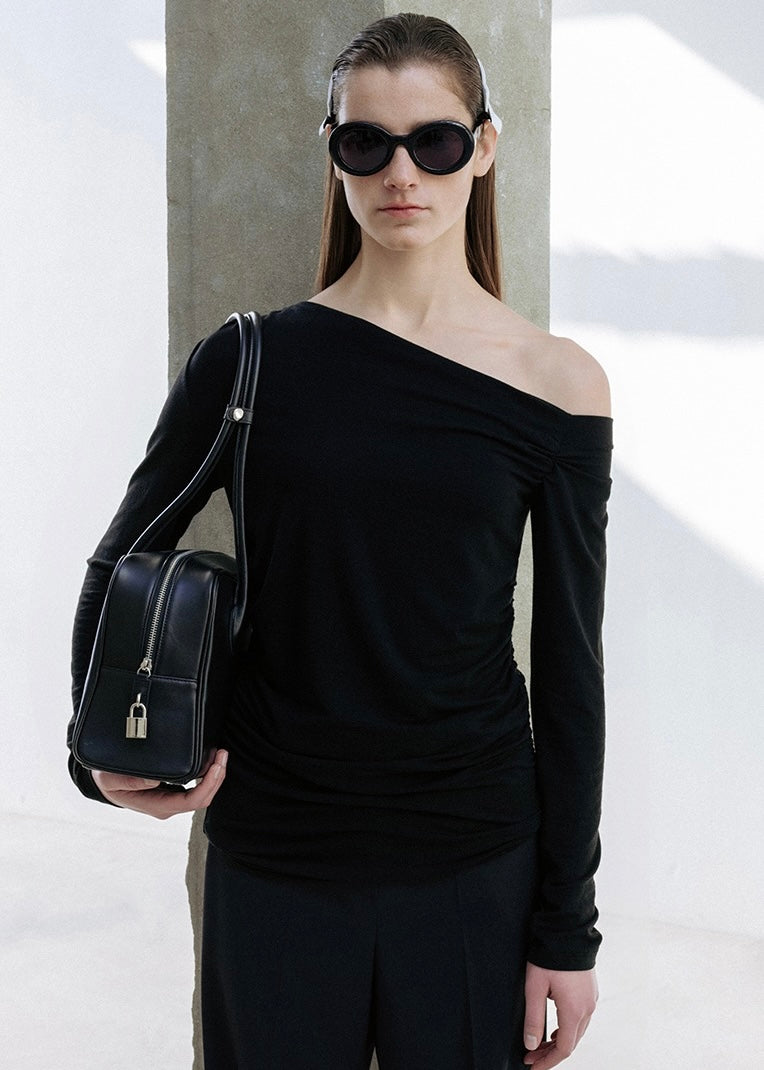 LEHA | Emile Asymmetric Jersey Top (Black)