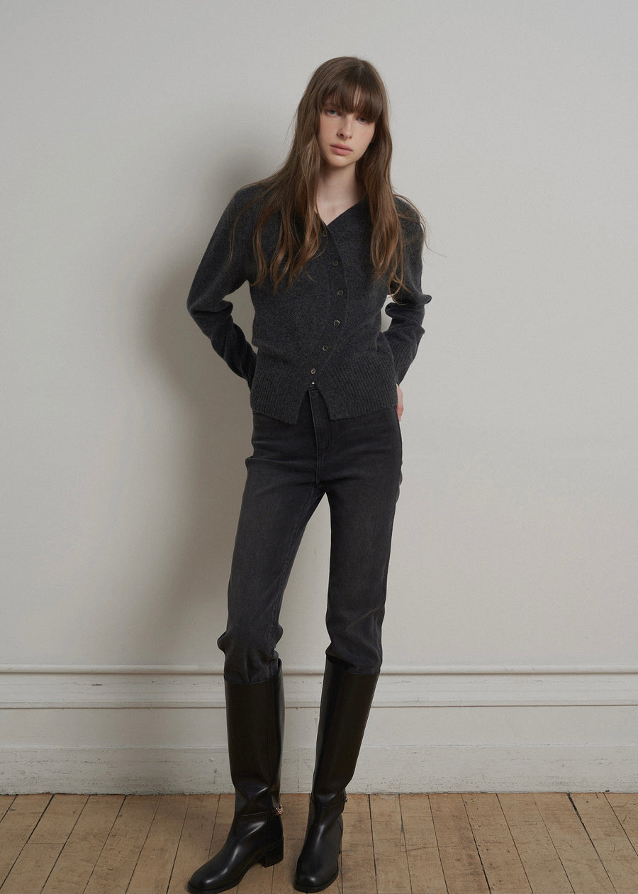 ELBORN | Mia Unbalanced Cardigan (Charcoal)
