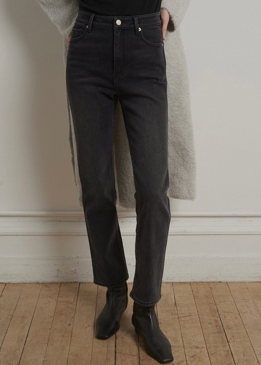 ELBORN | Kylie Straight Denim Pants (Dark Grey)