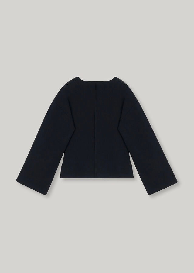 ELBORN | Riven V-neck Silk Knit Jacket (Black)