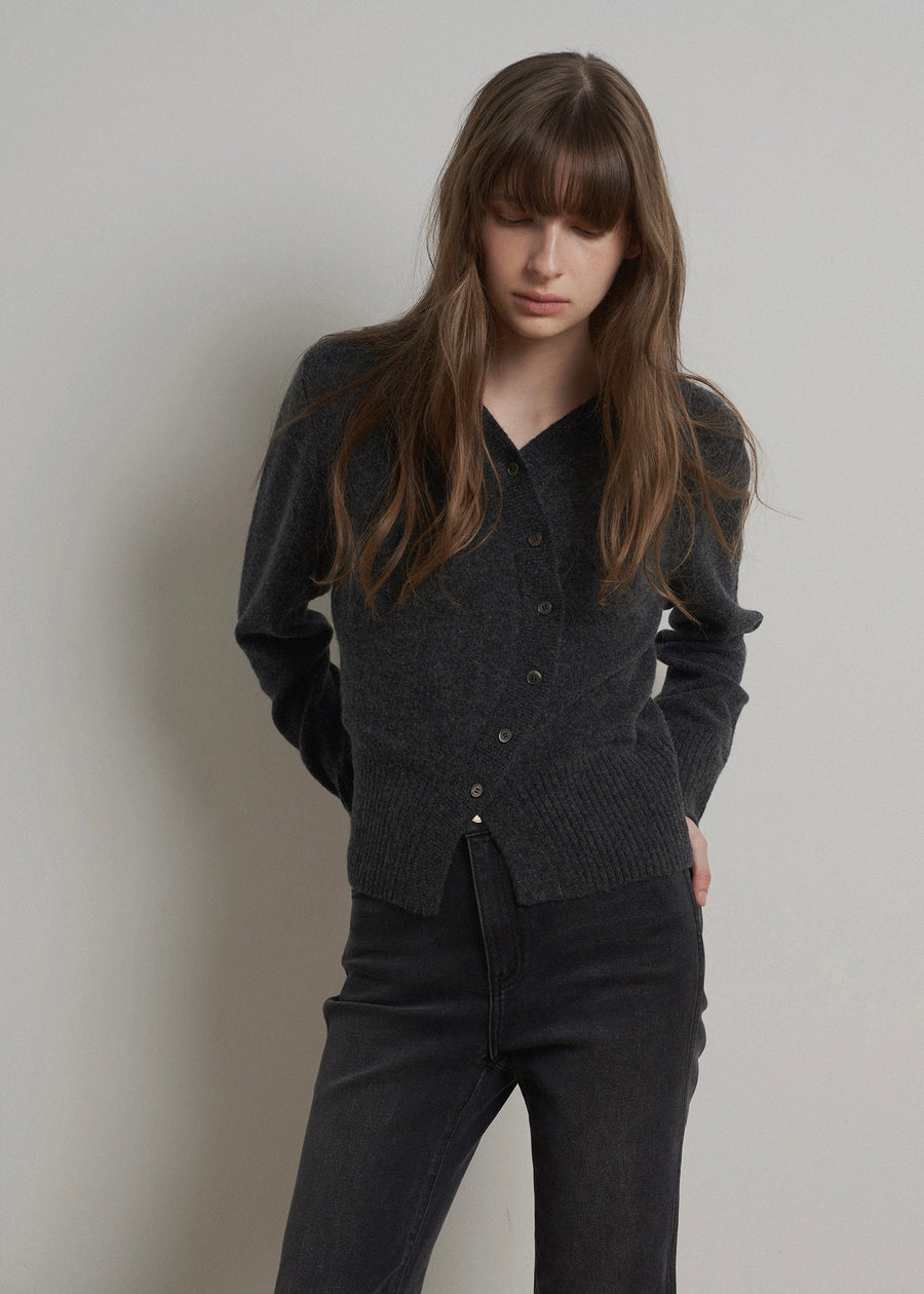 ELBORN | Mia Unbalanced Cardigan (Charcoal)