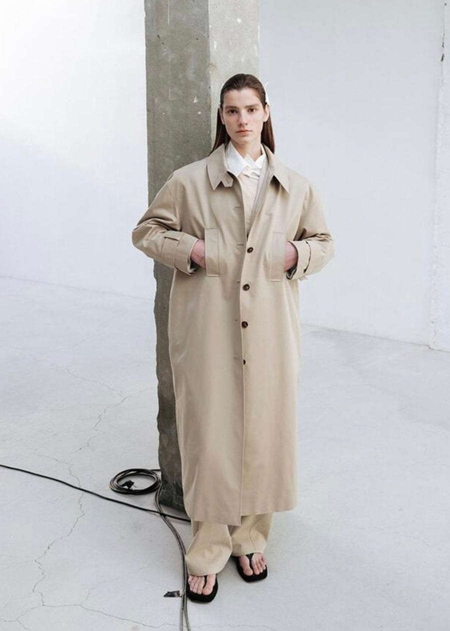 LEHA | Maisie Oversized Scarf Detail  Trench Coat (Beige)