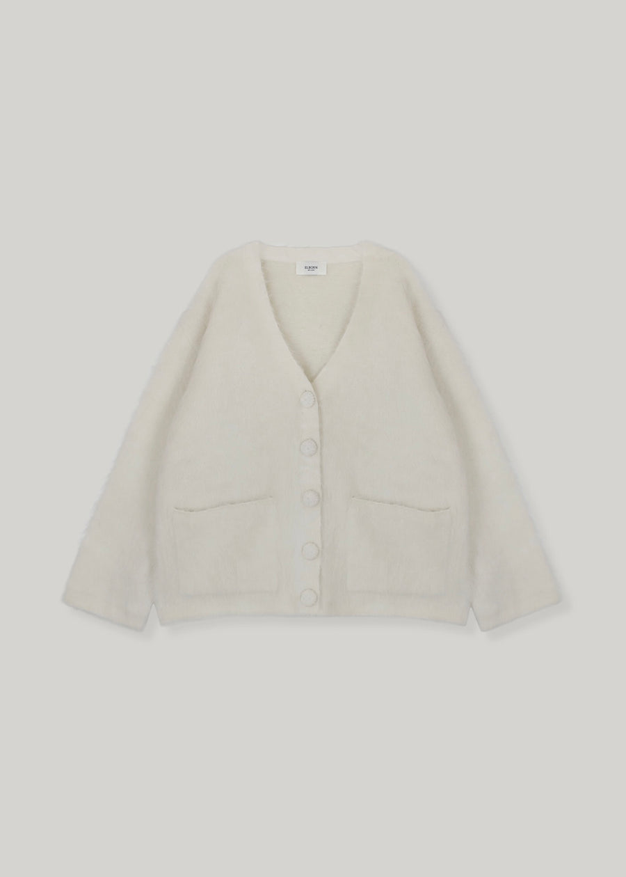 ELBORN | Jeanne V-neck Alpaca Knit Jacket (Ivory)