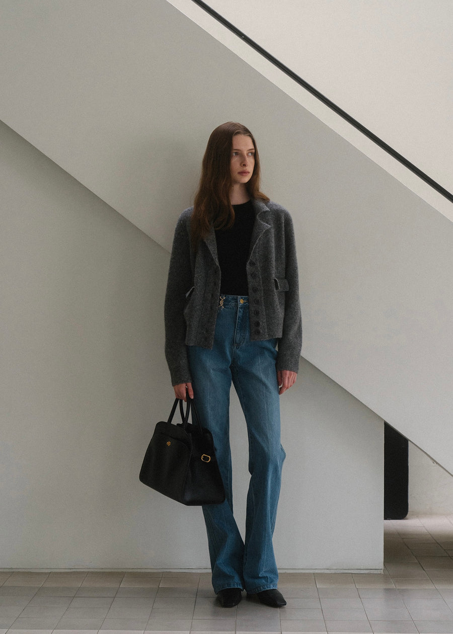 ELBORN | Dion Cashmere Knit Jacket (Charcoal)