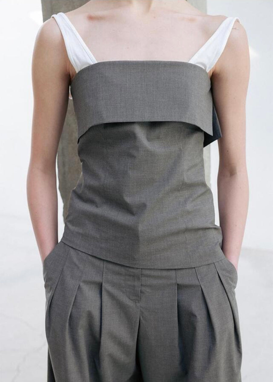 LEHA | Isla Fold-Over Strapless Top (Dark Grey)
