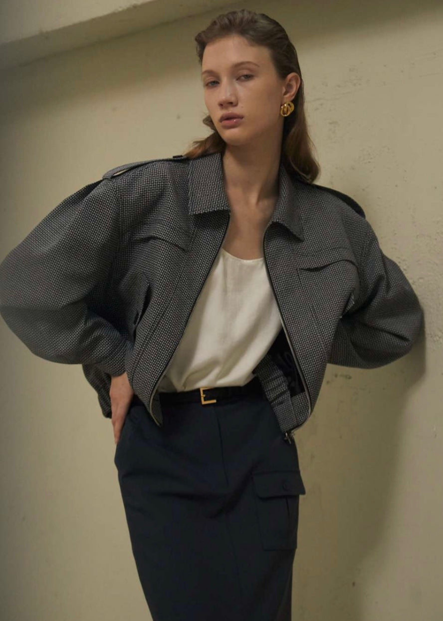ELBORN | Daphne Long Slit Skirt (Ash Navy)