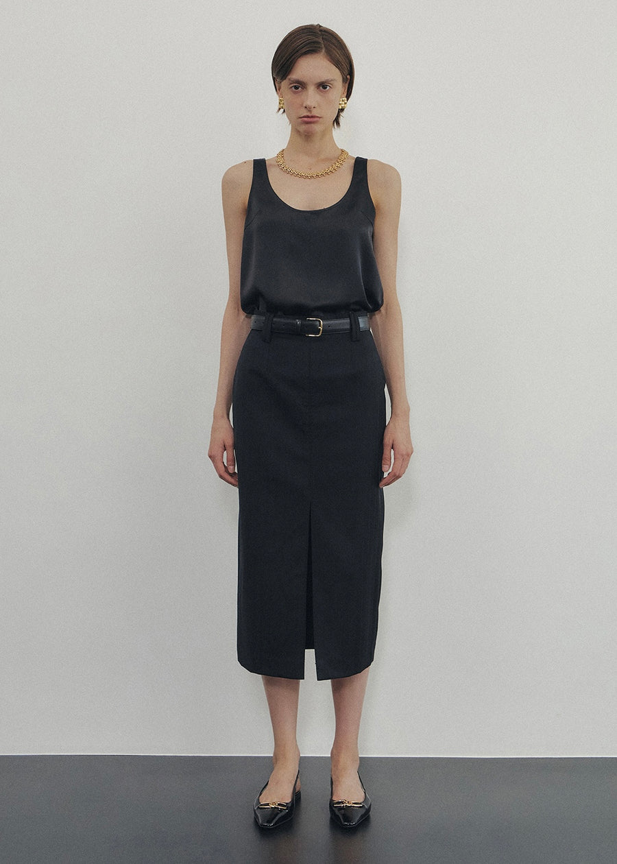 ELBORN | Karena Slit Long Skirt (Black Stripe) Expected ship to 09/12/2025