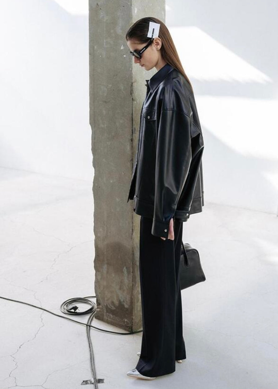 LEHA | Antoine Paneled Vegiterian Leather Jacket (Black)
