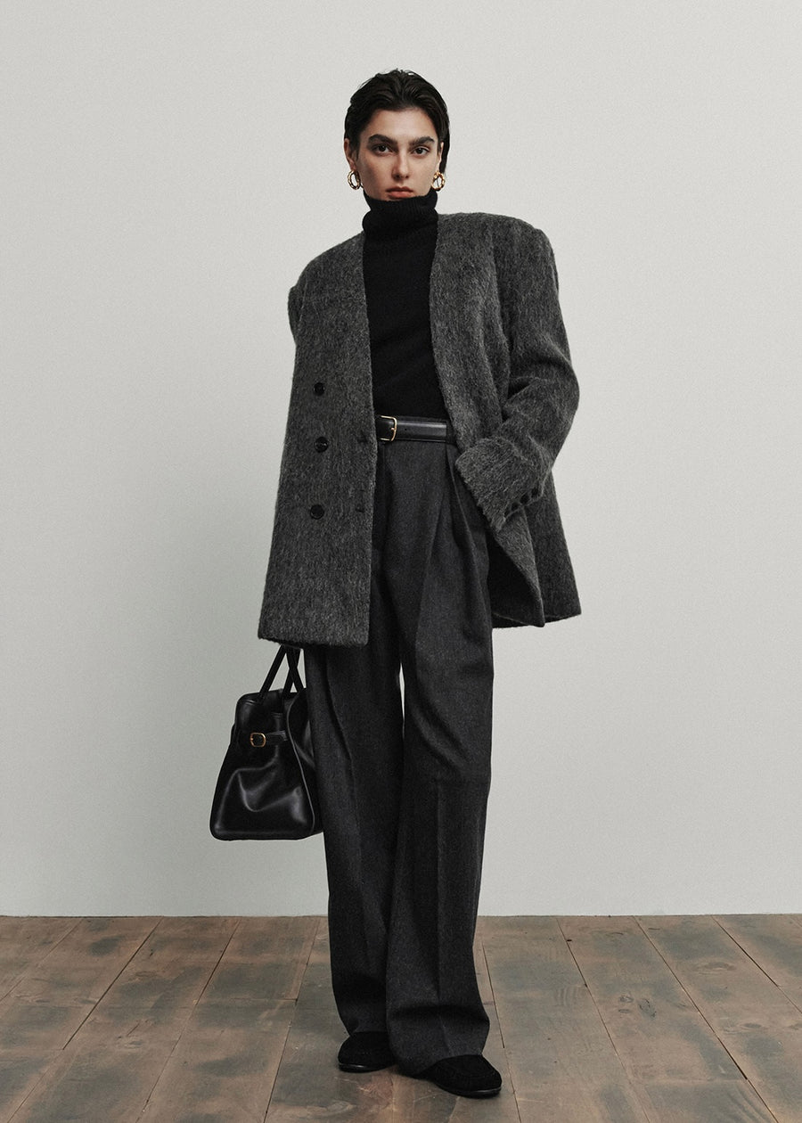 ELBORN | Auden Alpaca Half Coat (Charcoal)