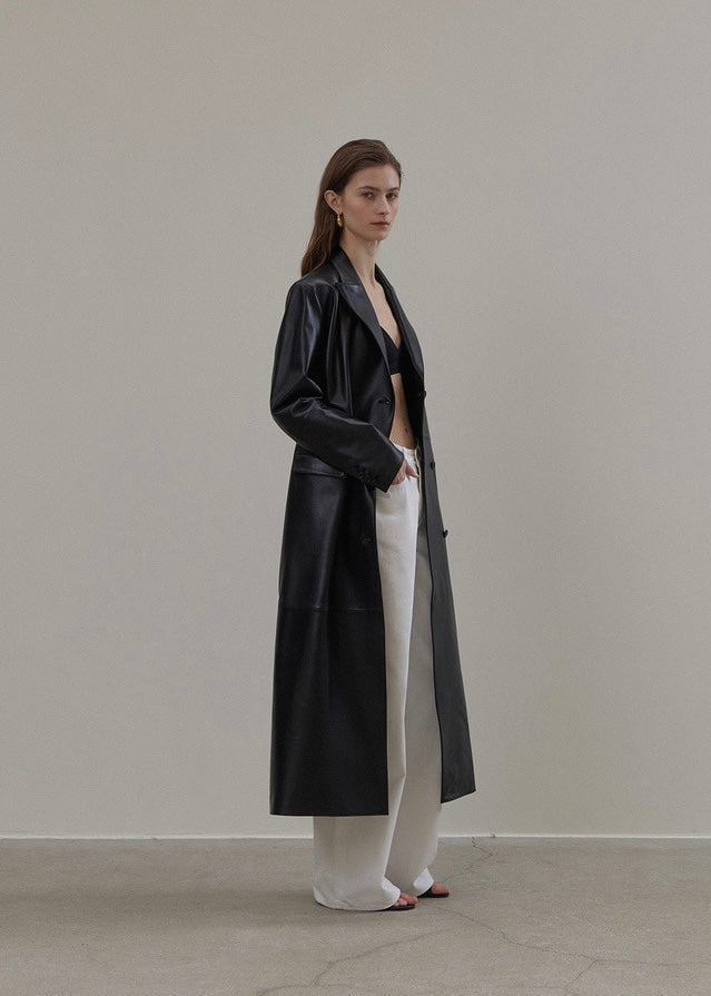 ELBORN | Kye Leather Long Jacket (Black)