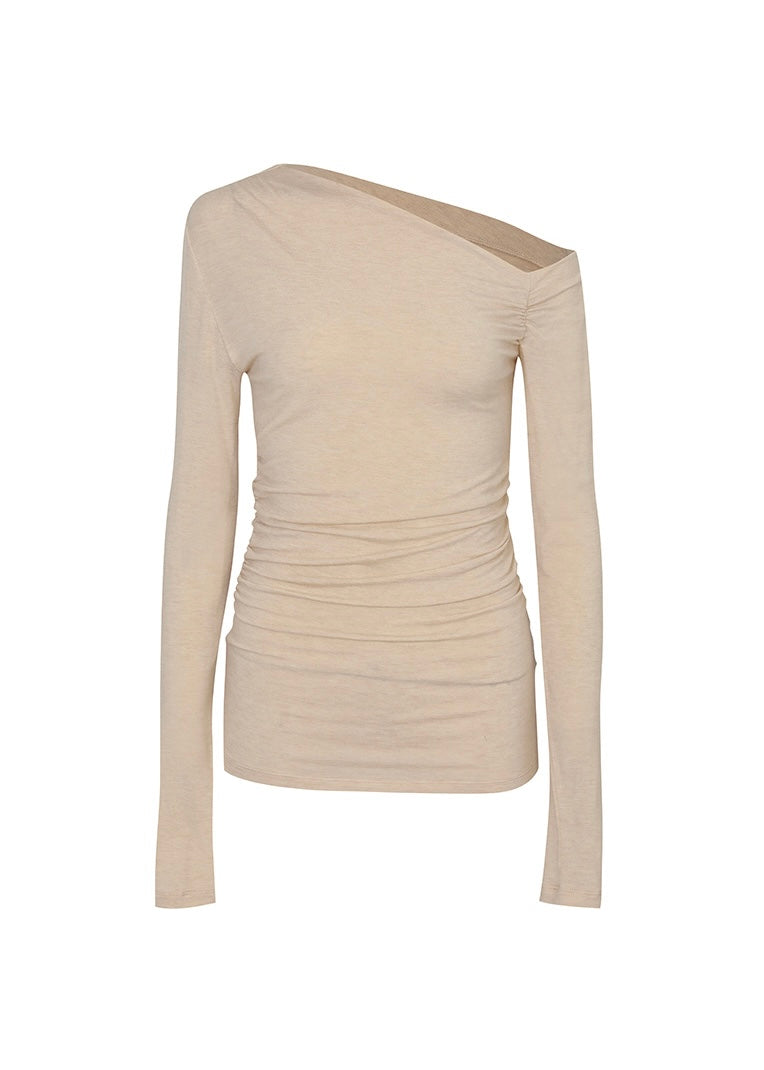 LEHA | Emile Asymmetric Jersey Top (Beige)
