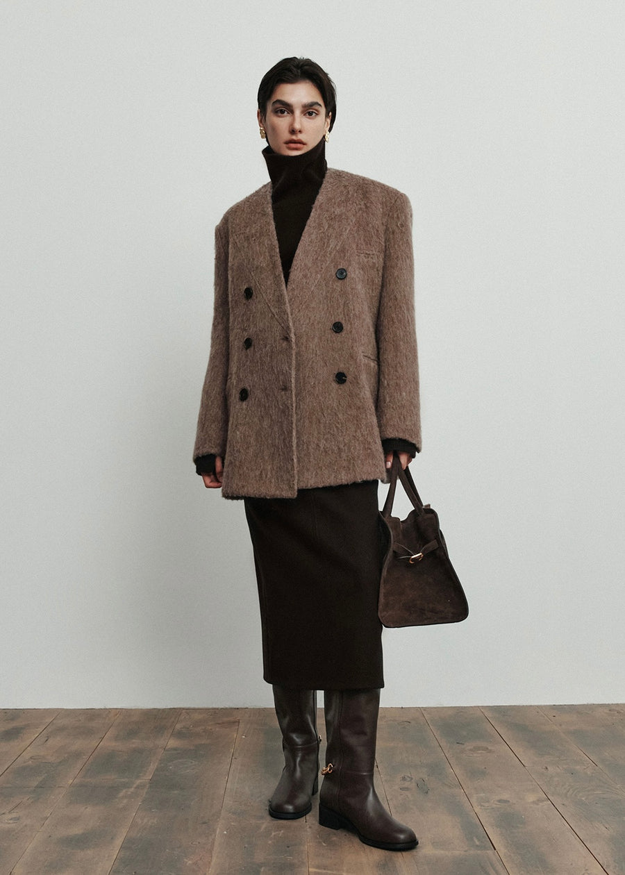 ELBORN | Auden Alpaca Half Coat (Mocha)