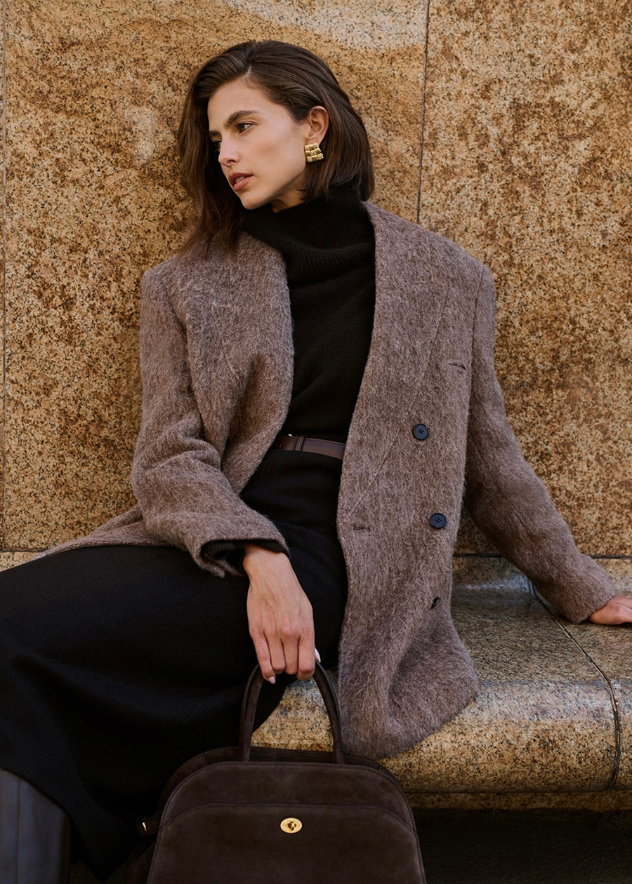 ELBORN | Auden Alpaca Half Coat (Mocha)