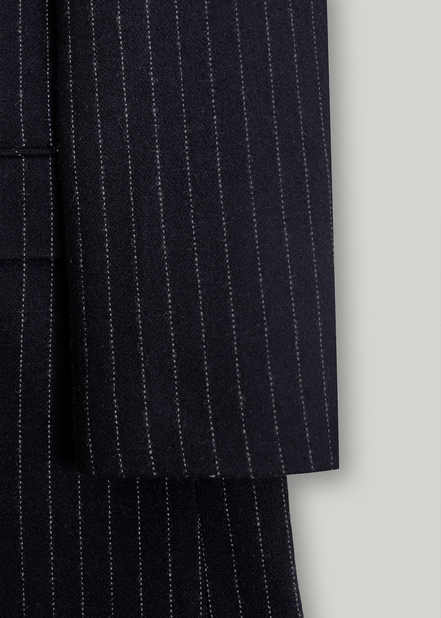 2ND-ELBORN | Adair Wool Classic Coat (Navy stripe) Expected ship to 12/12/2025