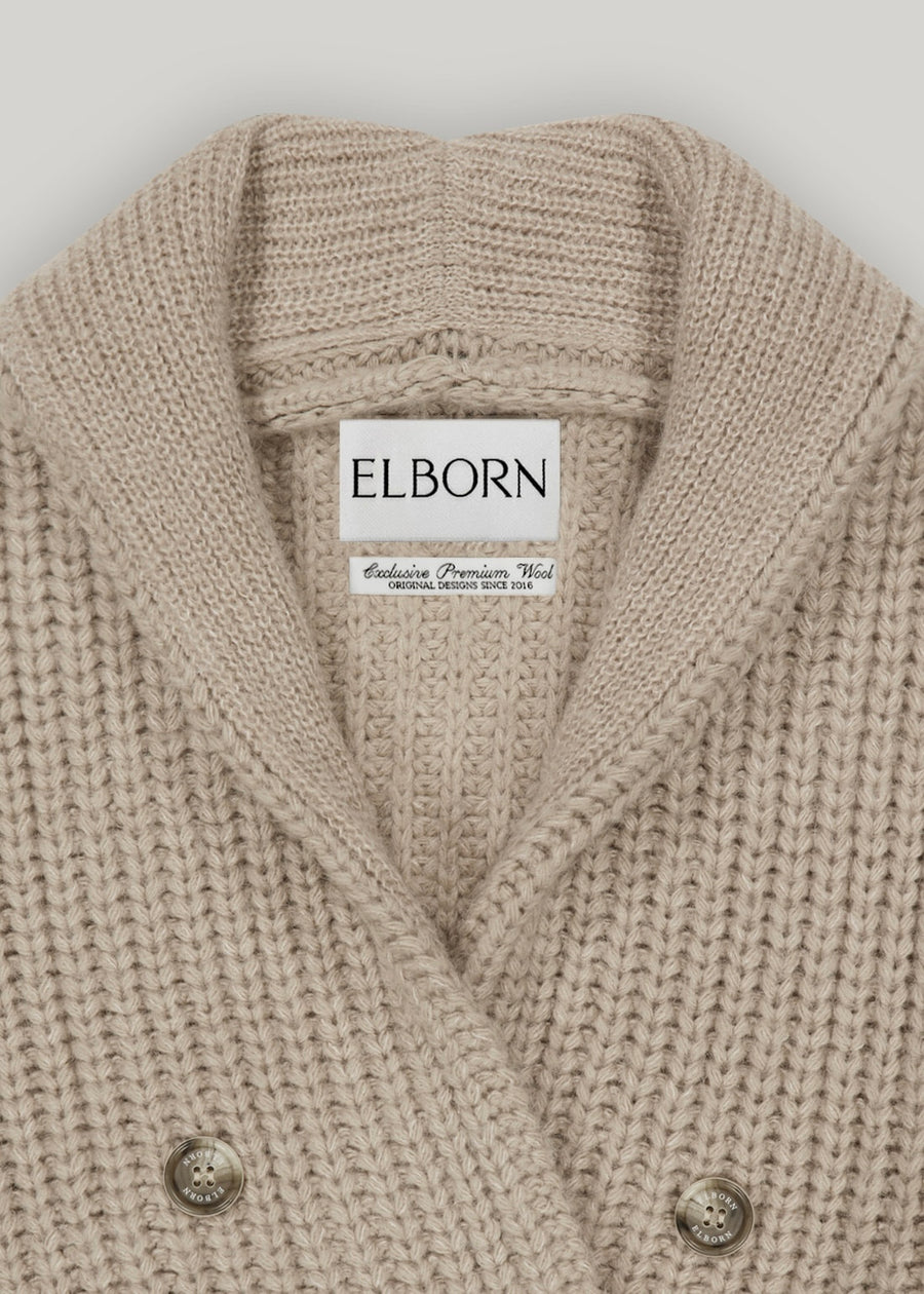 ELBORN | Double-breasted Shawl Collar Cardigan (Beige) Expected ship to 11/28/2025