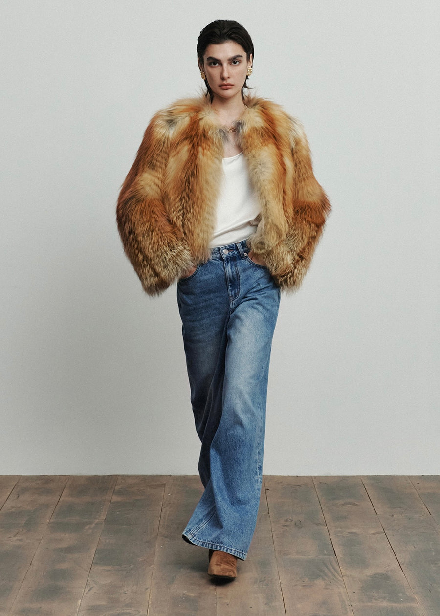 ELBORN | [Earlybird 10%] Blair Fox Fur Jacket (Brown) Expected ship to 12/12/2025