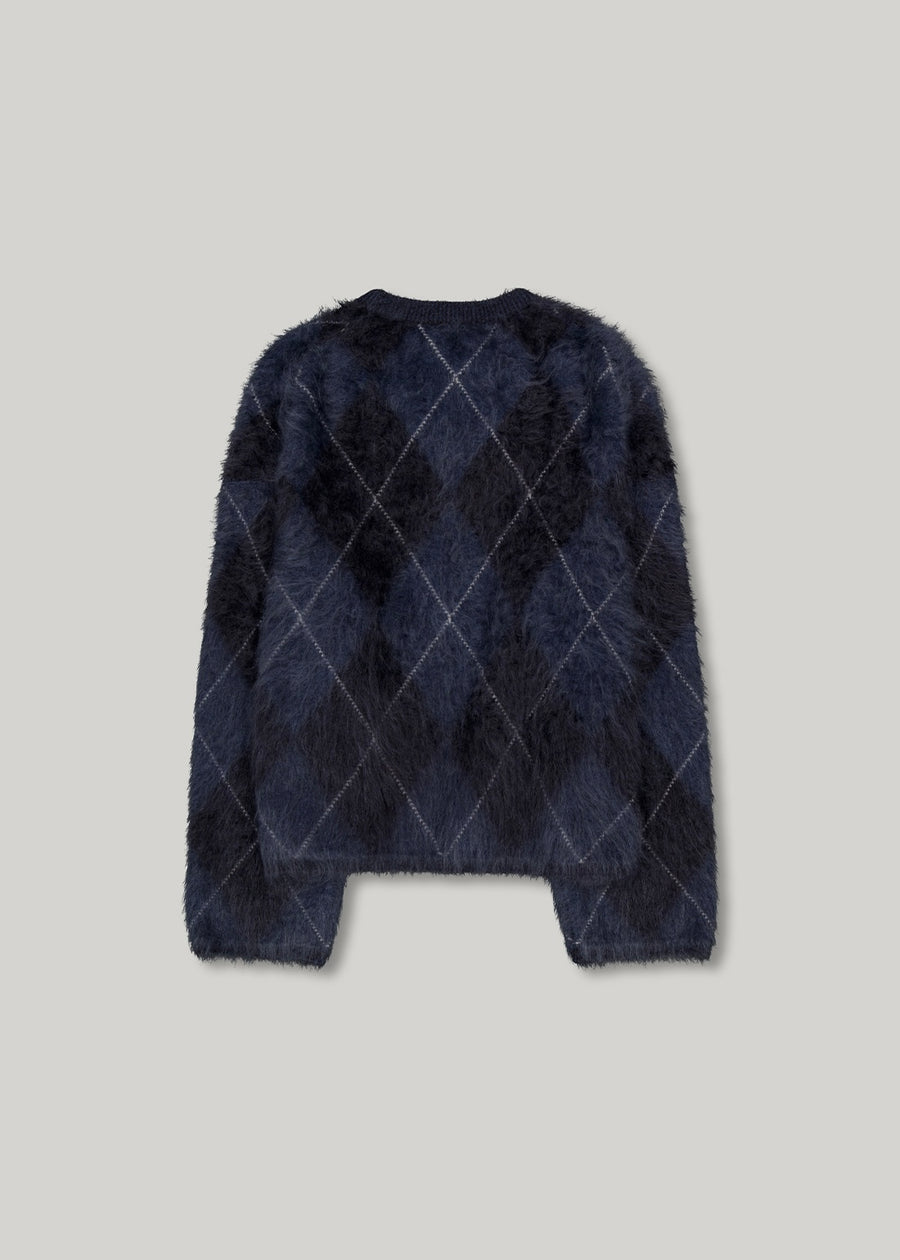 ELBORN | Argyle Cashmere Sweater (Navy) Expected ship to 10/31/2025
