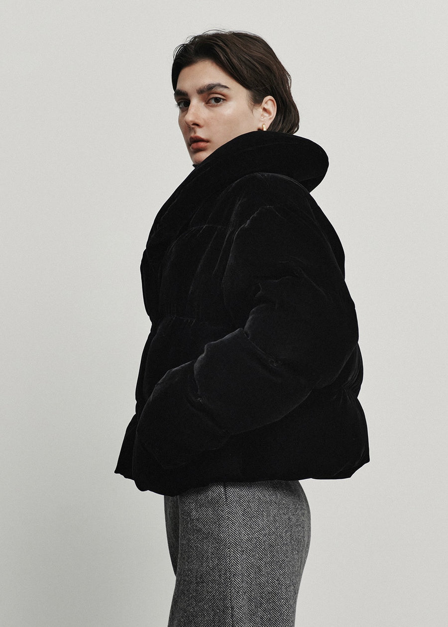 ELBORN | [Earlybird 10%] Groine Velvet Goose Down Jacket (Black) Expected ship to 12/12/2025