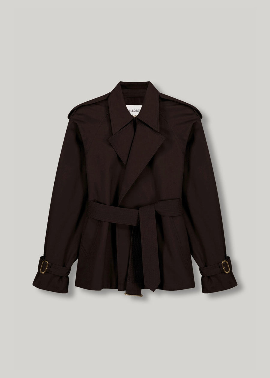 [PRE-ORDER ] ELBORN | Levell Short Trench (Brown) Expected ship to 10/31/2025