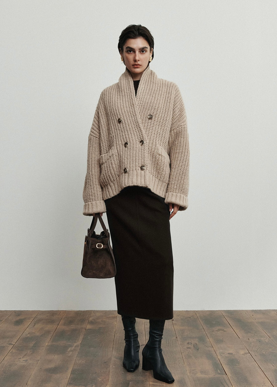 ELBORN | Bellissa Wool Long Skirt (Brown) Expected ship to 11/28/2025