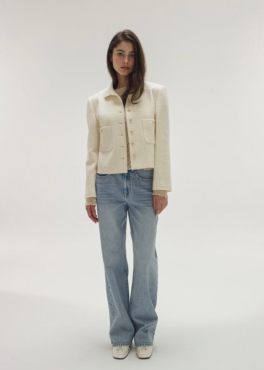 Last One -ELBORN | Lilia Tweed Jacket (Ivory)